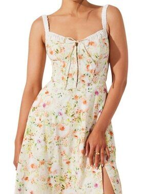 NWT ASTR Julietta Orange Ivory Floral Corset Midi Dress XL MSRP $164